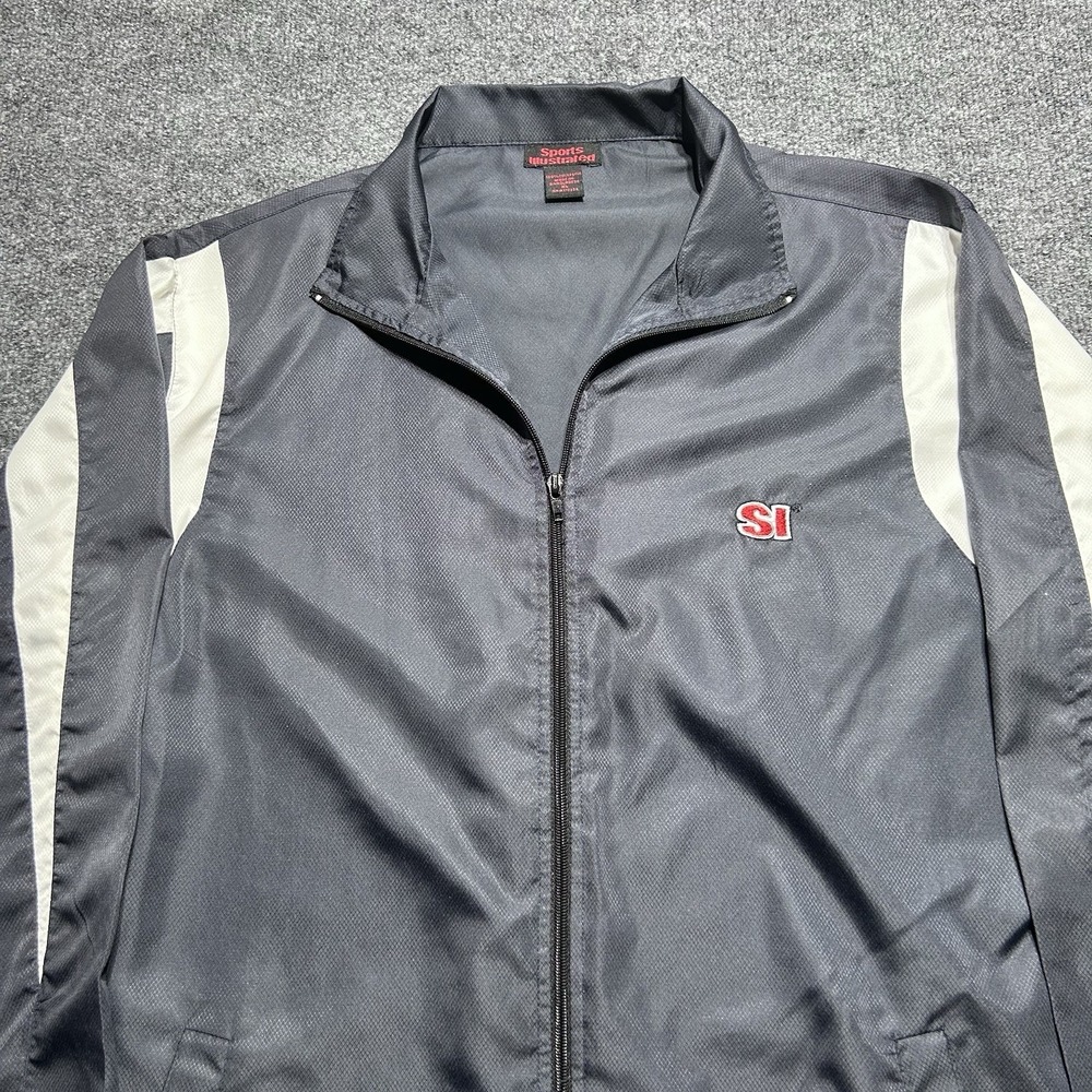VINTAGE Y2K SPORTS ILLUSTRATED ESPN WINDBREAKER SIZE XL GRAY ZIP UP